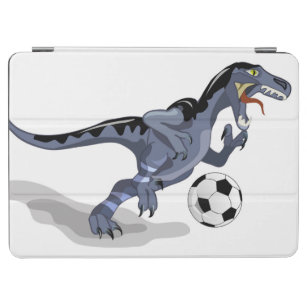 Cubierta De iPad Air Ilustracion De Un Dinosaurio Raptor Jugando Fútbol
