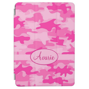 Cubierta De iPad Air Nombre de camuflaje de Fuchsia rosa caliente perso