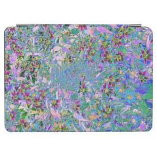 Cubierta De iPad Air Púrpura Retro, Flores salvajes verdes y azules en 