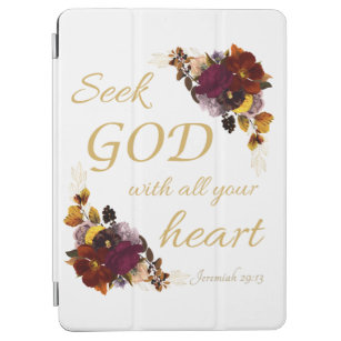 Cubierta De iPad Air Women Faith Flowers: Busca a DIOS con todo tu cora