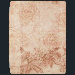 Cubierta De iPad Collage floral vintage<br><div class="desc">Rosas y hortensias grabadas con niebla,  escritura de postales vintage y música en tonos sepia.</div>