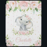 Cubierta De iPad Elefante dulce Pastel Rubor Floral rosa<br><div class="desc">c) El estudio Happy Cat Studio</div>