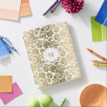 Cubierta De iPad Máscaras antidopaje de oro y blanco<br><div class="desc">Represas florales elegantes de oro y blanco con marco dorado y blanco y monograma de personalizable.</div>