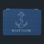 Cubierta De iPad Mini Azul Nautical Spirit Anchor Navy<br><div class="desc">Esta imagen muestra un ancla sobre un fondo azul marino.</div>