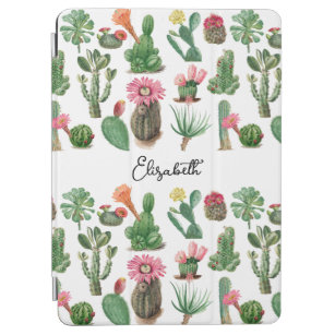 Cubierta De iPad Air Cactus de acuarela colorida y flores suculentas