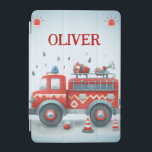 Cubierta De iPad Mini Camión de fuego rojo y gris<br><div class="desc">Diseño personalizado de camiones de motor de bomberos rojos y grises</div>