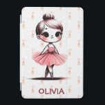 Cubierta De iPad Mini Chica Cute Little Ballerina<br><div class="desc">Esta adorable portada personalizada del iPad incluye un lindo chica de bailarina rosa kawaii con zapatos de ballet en el fondo.</div>