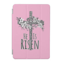 Cuaderno espiral floral de la cruz Él ha resucitad