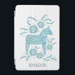Cubierta De iPad Mini Dala sueca Nombre personalizado de caballo Verde a<br><div class="desc">Un tradicional caballo de Dala de Suecia. Eliminar o cambiar el nombre a personalizar.</div>