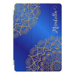 Cubierta Para iPad Pro Elegante manala azul y oro monogramado
