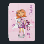 Cubierta De iPad Mini Estrellas chicas de pelo rojo rosa añaden tu nombr<br><div class="desc">Chica de pelo rojo funda dispositivo divertido con conejito blanco y arte de regalo. Personalizar con el nombre de su elección. En este ejemplo se lee Daisy. Arte y diseño de Sarah Trett para www.mylittleeden.com</div>