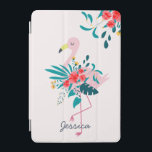 Cubierta De iPad Mini Flamingo floral tropical cutáneo personalizado<br><div class="desc">Bonito floral flamingo funda personalizado.</div>
