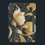 Cubierta De iPad Mini Floral elegante de color negro y oro | Monograma<br><div class="desc">El diseño presenta una impresión floral japonesa en negro y oro, con tu nombre o elección de personalización. Diseño monocromático a la moda. ¡El diseño es personalizable y adaptable a tu visión! Una gran idea de regalo para cualquier ocasión. Añada la redacción de su personalizado a este diseño utilizando los...</div>