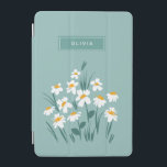 Cubierta De iPad Mini Floral moderno margarita azul giratorio elegante<br><div class="desc">Floral moderno diseño de la cubierta para iPad de estilo elegante y elegante,  azul margarita.</div>