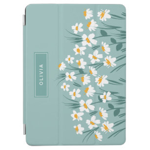 Cubierta De iPad Air Floral moderno margarita azul giratorio elegante