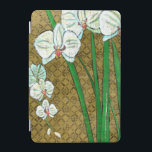 Cubierta De iPad Mini Flores blancas y estrellas verdes en la frontera m<br><div class="desc">Las flores blancas cuelgan de los tallos verdes en esta pieza de Chariklia Zarris. Un cuadro sencillo pero elegante,  situado sobre un fondo de color marrón y rodeado por un borde marrón. ¡Añádalo a tu casa y disfruta de la belleza!</div>