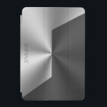Cubierta De iPad Mini Fondo de aspecto metálico negro y plateado<br><div class="desc">Fondo geométrico negro y plateado,  aspecto metálico con fondo de personalizable.</div>