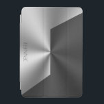 Cubierta De iPad Mini Fondo de aspecto metálico negro y plateado<br><div class="desc">Fondo geométrico negro y plateado,  aspecto metálico con fondo de personalizable.</div>