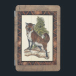 Cubierta De iPad Mini Fox Rústica pisando un tronco de árbol<br><div class="desc">Esta huella rústica ilustra un zorro frente a un pino. Los colores están en la suave gama pastel y el marco de la imagen tiene motivos tradicionales en la gama marrón. Estos diseños serían una adición perfecta a la decoración de su casa de campo.</div>