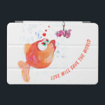 Cubierta De iPad Mini Funny Fish and Worm Love iPad Air Cover Personaliz<br><div class="desc">Divertido Personalizado Romántico de dibujos divertidos de de peces y gusanos - Elegir / Añadir su texto único / fuente / color - Hacer su regalo especial - Redimensionar y mover o eliminar y agregar elementos / imágenes con la herramienta de personalización ! - Dibujo y diseño por MIGNED. También...</div>