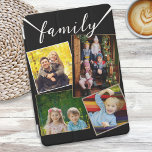 Cubierta De iPad Mini Galería de Collages de fotos Familiares Cuatro fot<br><div class="desc">Decore su iPad con las fotos favoritas de su familia, con esta cubierta personalizable. Con espacio para cuatro de las fotografías elegidas, la cubierta tiene el título "familia" en la parte superior del diseño. Haga clic en 'Personalize' para cargar sus imágenes en la plantilla. Un regalo ideal para los miembros...</div>