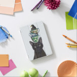 Cubierta De iPad Mini Gato negro con tatuajes y pájaro negro<br><div class="desc">Gato negro con tatuajes y pájaro negro de FabFunky. Cuenta con un gato negro con tatuajes apilados y un pájaro negro sobre su cabeza. | 191546D</div>