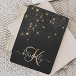 Cubierta De iPad Mini Glam Gold Purpurina Diamond Sparkle Elegant Monogr<br><div class="desc">Crea tu propia cubierta personalizada para iPad brillante de diamante negro y dorado con tu monograma y nombre personalizado.</div>