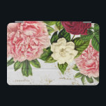 Cubierta De iPad Mini Mármol de oro floral vintage personalizado<br><div class="desc">Hermosas flores de época rosa y borgoñona sobre un fondo de mármol dorado decoran esta elegante cubierta de iPad. Fácilmente personalizable con un nombre o monograma.</div>