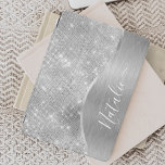 Cubierta De iPad Mini Metálico personalizado del Purpurina de plata Glam<br><div class="desc">Personalice fácilmente esta cubierta metalizado y glamorosa de imitación purpurina con patrones de iPad con su propio nombre personalizado.</div>