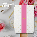Cubierta De iPad Mini Modern Simple Girly Stars Pink and Gold Initial<br><div class="desc">A modern,  girly cover decorated in gold tone stars and a fashionable pink stripe.  Make it yours and personalise it with your name which is in a brass/gold tone colour.</div>