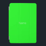 Cubierta De iPad Mini monograma de nombre personalizado verde neón minim<br><div class="desc">Elegante minimalista moderno neón verde nombre personalizado monograma iPad mini cubierta</div>