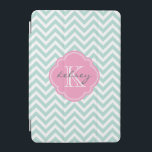 Cubierta De iPad Mini Monograma del Personalizado de cheurón de tinta y<br><div class="desc">El estuche para iPad de moda de moda y estilizado presenta un patrón de chevron de zigzag preppy personalizado con su nombre de monograma e inicial en un marco de quatrefoil giratorio. Haga clic en Personalizar para cambiar los tipos de letra y los colores del texto para crear un diseño...</div>