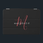 Cubierta De iPad Mini Monograma elegante moderno de escritura roja negra<br><div class="desc">Elegante portada para iPad mini de estilo moderno de guion rojo negro monograma. Un elegante monograma de escritura rojo combinado con una limpia fuente san-serif en blanco le da un aspecto contemporáneo.</div>