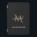 Cubierta De iPad Mini Monograma negro y dorado Lujo elegante<br><div class="desc">Esta cubierta para iPad es la forma perfecta de proteger tu equipo y de añadir un toque de lujo y elegancia. El diseño en negro y oro es elegante y atemporal y se puede personalizar con tu monograma para un toque de acabado único. En nuestra tienda hay accesorios que coinciden....</div>
