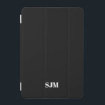Cubierta De iPad Mini Nombre de las iniciales del monograma del Personal<br><div class="desc">Minimalista elegante sencillo moderno negro y blanco Personalizado iniciales monograma nombre iPad mini cubierta personalizada</div>