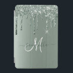 Cubierta De iPad Mini Nombre manuscrito Purpurina Metalizado verde oscur<br><div class="desc">El diseño es una foto y los fundas no están hechos con purpurinas, secuencias, metales o bosques reales. Este diseño también está disponible en otros modelos. También puede transferir este diseño a otro producto. No se utilizó ningún purpurina real para fabricar este producto. Este diseño puede ser personalizado en el...</div>