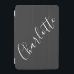 Cubierta De iPad Mini Nombre personalizado de guión minimalista blanco n<br><div class="desc">Nombre de tipografía de guión minimalista en estuche para iPad en blanco y negro</div>