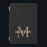Cubierta De iPad Mini Nombre personalizado Monograma negro<br><div class="desc">Cree su propio estuche ipad redondo negro personalizado con su nombre y monograma personalizados.</div>