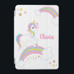 Cubierta De iPad Mini Personalizado el Unicornio arcoiris mágico<br><div class="desc">Un lindo iPad unicornio cubierto con estrellas y un arco iris. ¡Personaliza con su nombre para hacer un regalo divertido para un chica!</div>
