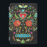 Cubierta De iPad Mini Purpurina De Calavera De Azúcar Floral Y Oro 2<br><div class="desc">Aspecto de color retro de la textura purpurina del cráneo de azúcar floral de Guay con acentos de tonos dorados. Fondo negro</div>