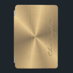 Cubierta De iPad Mini Textura radial metálica personalizada del oro<br><div class="desc">No dude en para modificar el diseño según sus propias preferencias. Usted puede cambiar la ubicación del diseño, la orientación, los colores de fondo y el tamaño. También, usted puede añadir su propio texto, o el lema fijó su fuente, ubicación y tamaño, toda para crear el último regalo personal para...</div>
