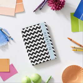 Cubierta De iPad Mini Zigzag negro y blanco, patrón de cheurón, nombre