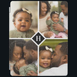 Cubierta De iPad Monograma de familia de Collage de fotos personali<br><div class="desc">Un regalo especial personalizado con 4 fotos de su personalizado y un primer monograma. Utilice las herramientas de diseño para agregar texto adicional en cualquier tipo de letra y color que desee. Sube más fotos, edita el color de fondo o elige entre todos nuestros estilos de funda para tu equipo....</div>