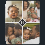 Cubierta De iPad Monograma de familia de Collage de fotos personali<br><div class="desc">Un regalo especial personalizado con 4 fotos de su personalizado y un primer monograma. Utilice las herramientas de diseño para agregar texto adicional en cualquier tipo de letra y color que desee. Sube más fotos, edita el color de fondo o elige entre todos nuestros estilos de funda para tu equipo....</div>