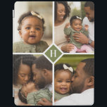 Cubierta De iPad Monograma de familia de Collage de fotos personali<br><div class="desc">Un regalo especial personalizado con 4 fotos de su personalizado y un primer monograma. Utilice las herramientas de diseño para agregar texto adicional en cualquier tipo de letra y color que desee. Sube más fotos, edita el color de fondo o elige entre todos nuestros estilos de funda para tu equipo....</div>