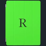 Cubierta De iPad Monograma inicial Neón verde color sólido Guay<br><div class="desc">Diseñado con plantilla de texto para un fondo verde neón de color sólido inicial y elegante</div>