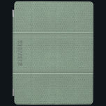 Cubierta De iPad Monograma Vintage Green Faux Leather<br><div class="desc">Aspecto de cuero vintage (imagen) con efecto de puntos (efecto de imagen) y monograma de personalizable en tonos verde salado de Guay</div>
