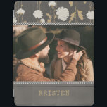 Cubierta De iPad Nombre de la foto personalizada del país floral mo<br><div class="desc">Este diseño floral tiene un borde floral, puntiagudo y cosido alrededor de tu foto favorita con tu nombre debajo. #photo #floral #botan#elegante #flores #personalizado #personalizado #moderno #genial #moda #country #name #addyourown #addyourphoto #trendy #trending #diy #doityou #stripes #dots #patrón #grunge #moda #estiloDeModaDeModaElegante #tabletcase #electrónica #fundas #ipad #ipadcase #gifts #feminine regalos masculinos,...</div>