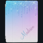 Cubierta De iPad Nombre de las parkles de Glam Glam Purpurina azul<br><div class="desc">purpurina azul bonito ombré funda personalizado. Dulce como puede ser.  Por la niña.  Esto seguramente recibirá muchos elogios. Así que bonito y moda.</div>