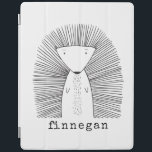 Cubierta De iPad Nombre personalizado de dibujo de línea simple de<br><div class="desc">Este lindo estuche para iPad personalizado presenta un caprichoso dibujo de una línea de un puerco. Personalízalo con tu nombre en una tipografía de máquina de escribir divertida. ¡Buena idea de regalo!</div>
